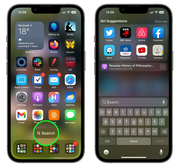 崇礼苹果手机维修分享升级到 iOS 16 后，如何删除主屏幕上的搜索按钮 