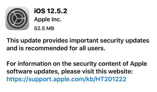 崇礼苹果手机维修分享iOS12.5.2发布，建议所有老苹果用户安装 